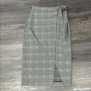 Aritzia Gray Plaid Wrap Skirt